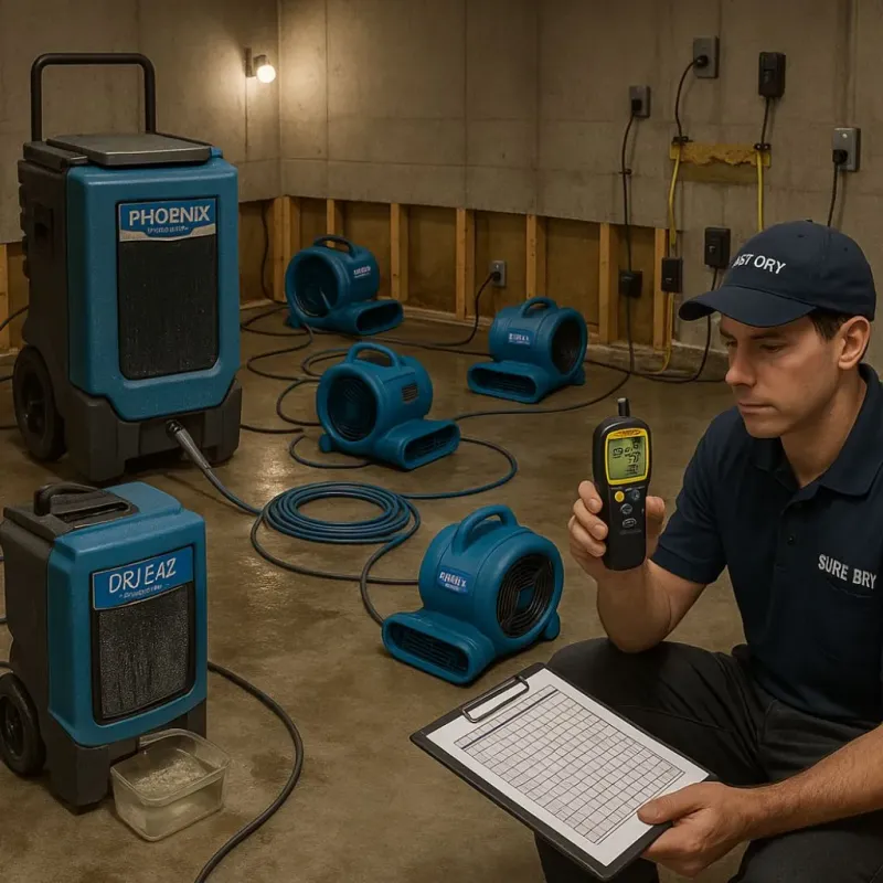 Structural Drying and Dehumidification process in Bellflower, CA